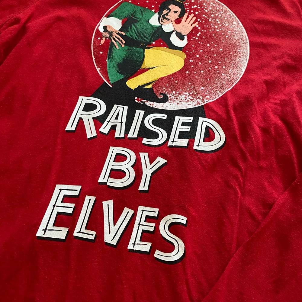 GAP Red 'Raised by Elves' Buddy the Elf Long Sleeve Tee - Picture 2 of 4